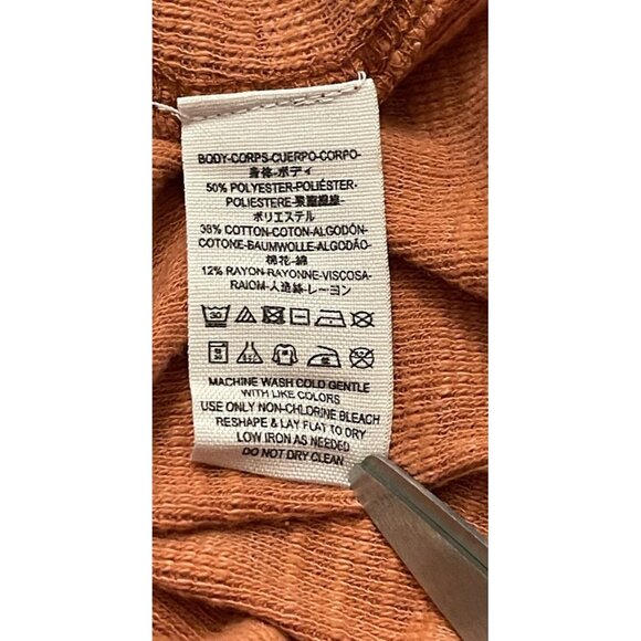 We The Free X Free People Orange Long Sleeve Split Back Turtleneck Top SZ Medium - Picture 9 of 10